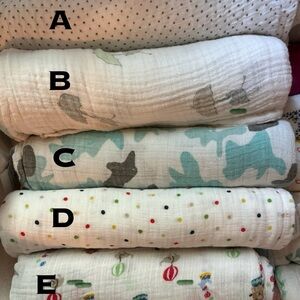 aden + anais Muslin Swaddle Blankets - White, Gray, Green, Red